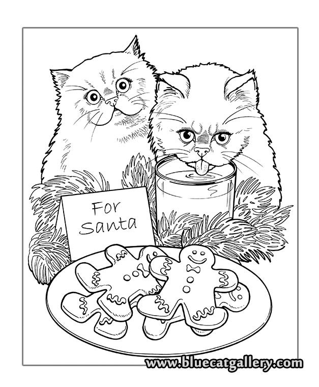 Santa's Cats: Adult Coloring Book